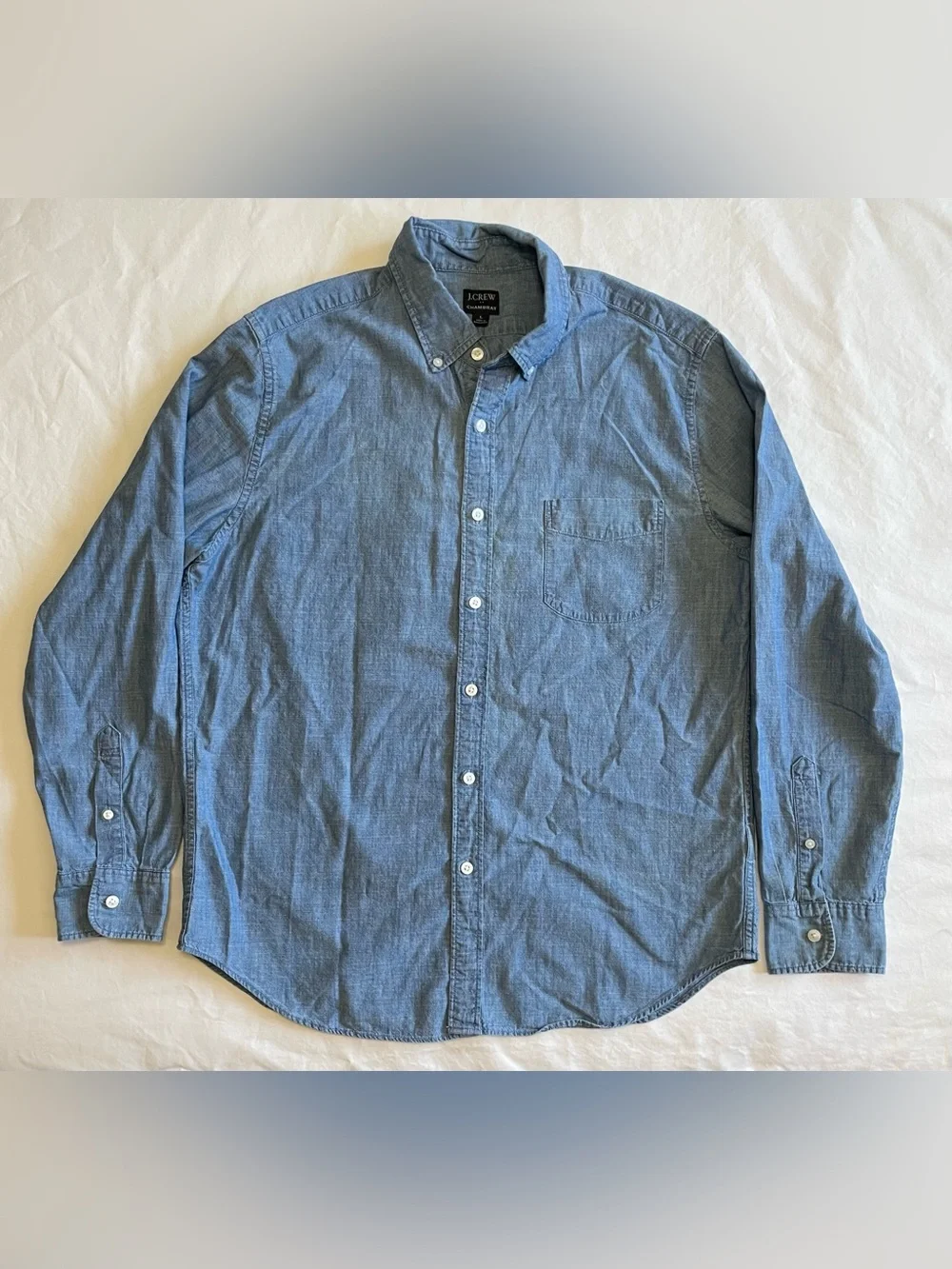 J. Crew Men's Light Blue Chambray Cotton Button-Down Shirt